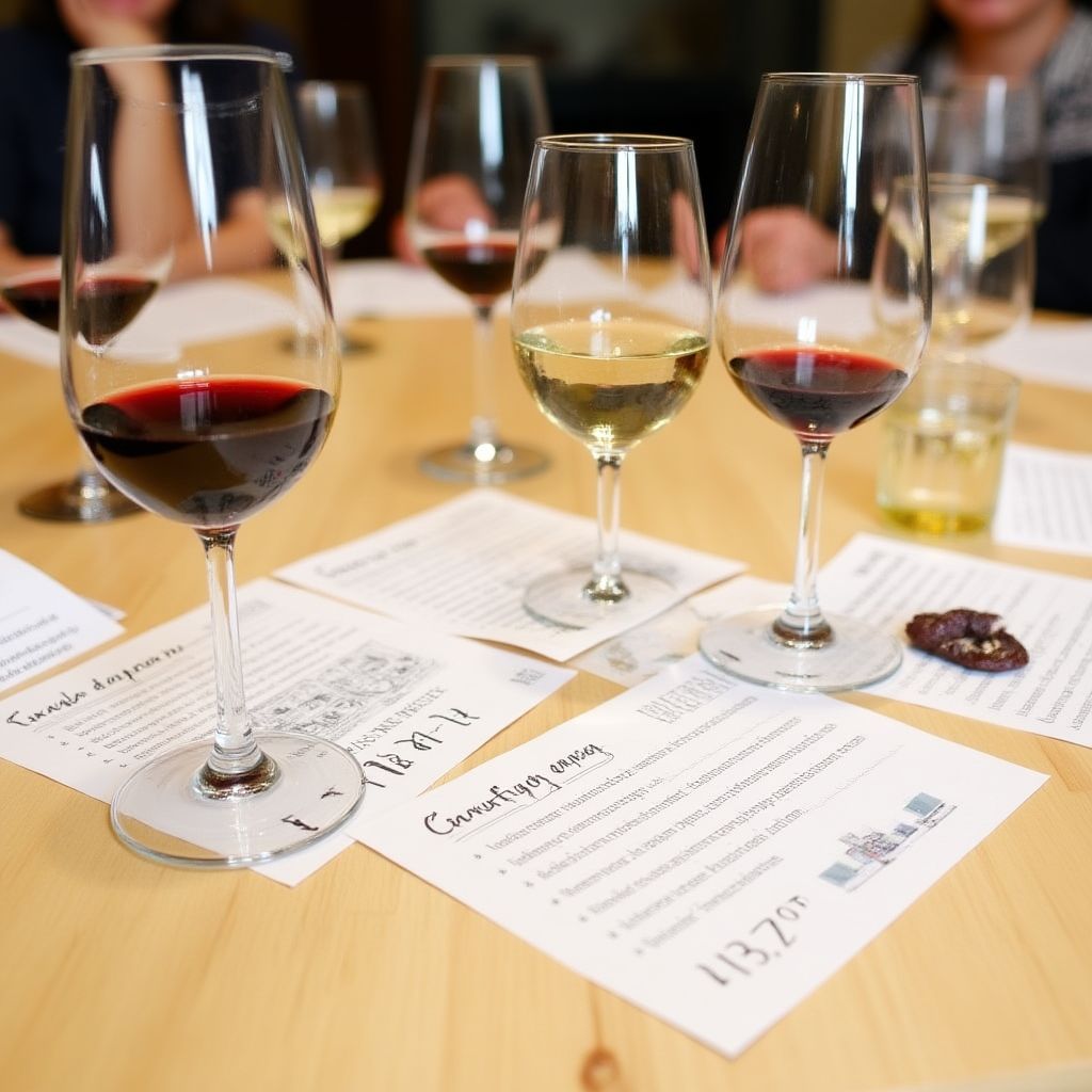 Educational wine tasting setup