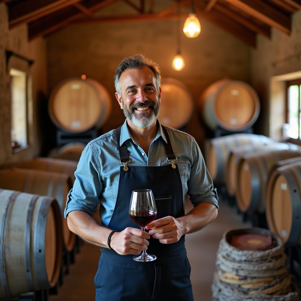 Small local winery owner with visitors
